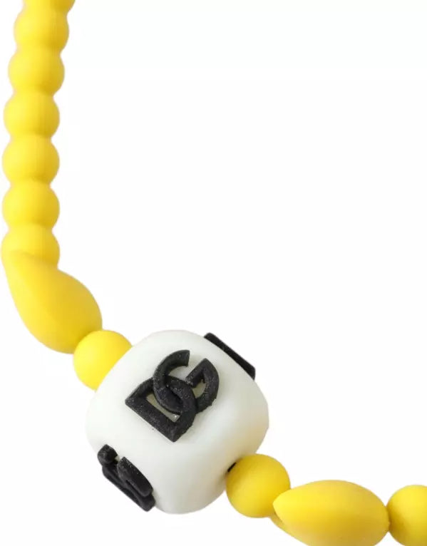 Dolce & Gabbana – Yellow Beaded DG Logo Charm Necklace