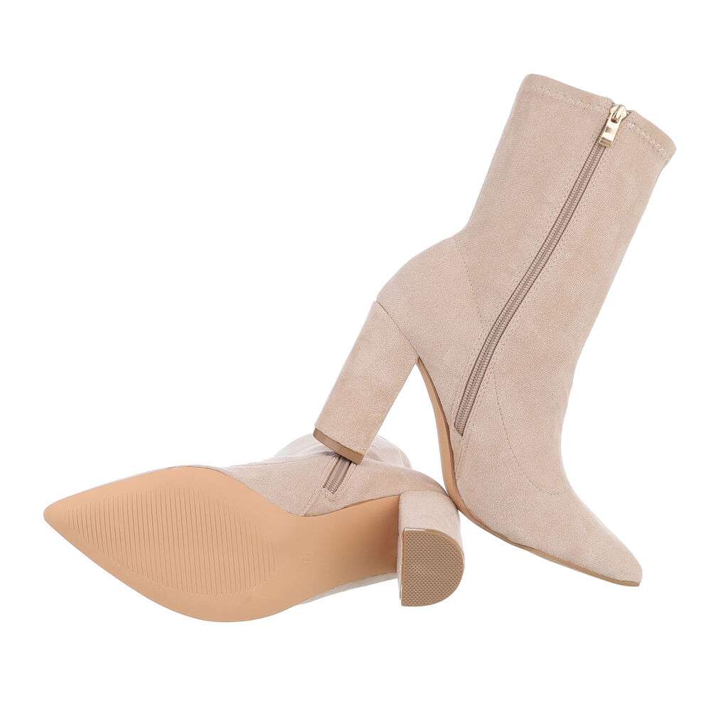 Beige High-Heel Enkellaars