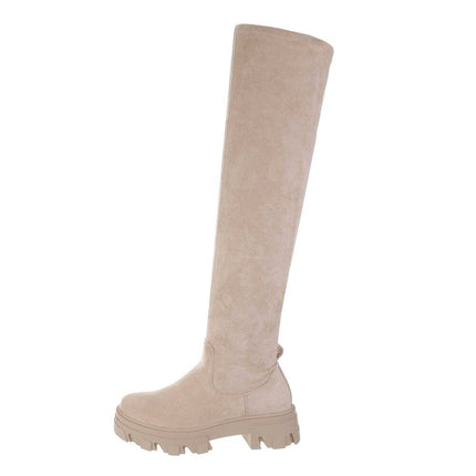 Overknee Laars – Beige