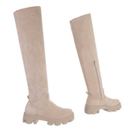 Overknee Laars – Beige