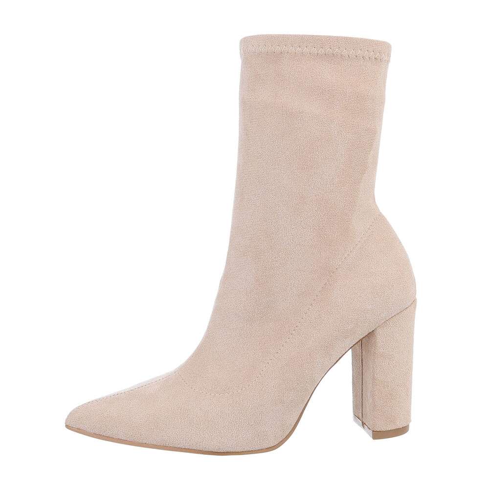 Beige High-Heel Enkellaars