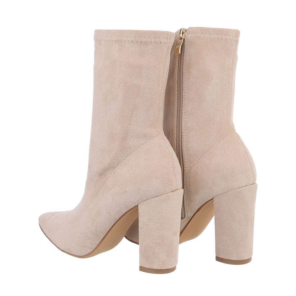 Beige High-Heel Enkellaars