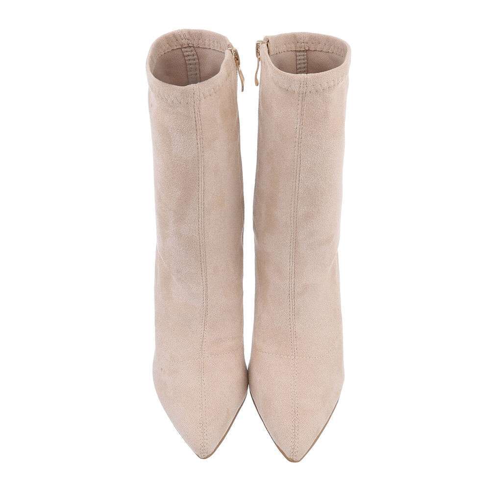 Beige High-Heel Enkellaars
